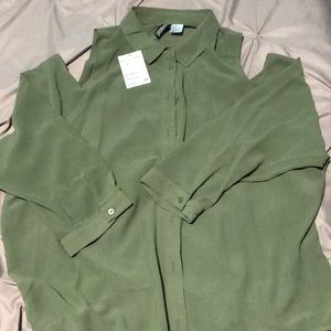 Olive green dress up shirt